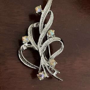 Vintage Gerry's Silver Tone Ribbon Brooch